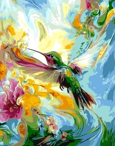 OJTOYART Hummingbird Paint by Numbers Kit for Adults,Paint Canvas 16x20In - color: MT23225