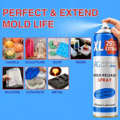 Silicone Mold Release Spray (2x16.9 fl oz / 500ml) Release Agent for Epoxy Resin, Candle & All Molds | Smooth, Non-Stick Lubricant for Easy Removal | 2 Pack - size: 2 Pack