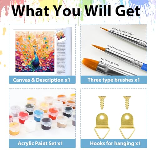Paint by Number for Adults, Paint by Numbers Kit for Adults 16x16 Inch - color: Peacock