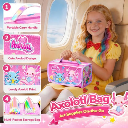 DreamyCandy 70 Pcs Washable Markers Set for Kids 4-8, Axolotl Art Set Gifts - color: Pink Axolotl