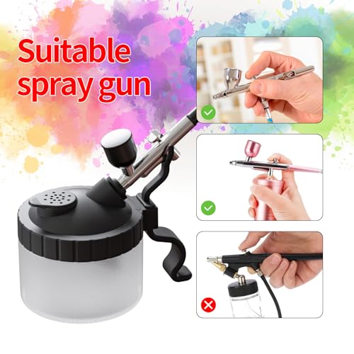 crpen Airbrush Kit with Cleaner Solution, Airbrush Cleaning Pot, Airbrush Spray Cleaning, 30psi/35psi Air Pressure, Black