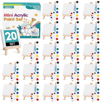 ESRICH 20 Set Canvas Painting Kit, Mini Acrylic Paint Set - size: 20 set 4 x 4 inches