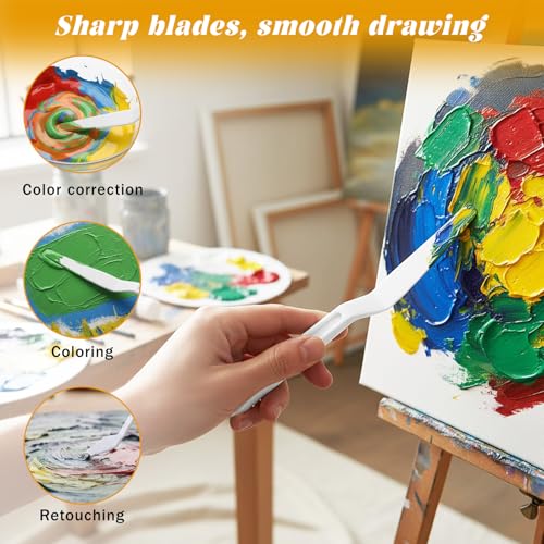 Plastic Palette Knives Set, 30 Pieces Spatula Palette Knives Thin Flexible Art Knife Tools for Mixing, Spreading, Scratching, Layering Colors, Oil Acrylic Watercolor Painting