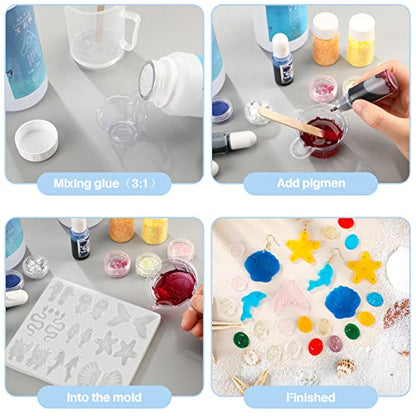 Patelai 4 Pcs Resin Earring Molds Irregular Shaped Earrings Silicone Mold for Epoxy Resin Dangle Drop Jewelry Making Kit for Women DIY Crafts Necklace Pendants Keychain(Mermaid Ocean) - style: Mermaid Ocean