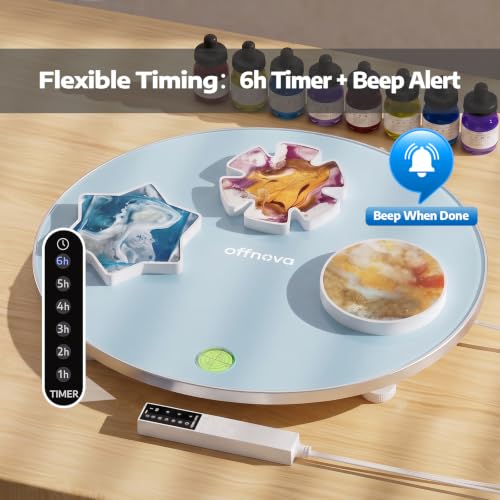 OFFNOVA 16" Large Round Resin Heating Mat & Leveling Table, 2-in-1 Epoxy Resin Tools, Resin Curing Machine for Resin Molds, Undeformed Resin Dryer with Smart Timer & Temperature Control, Silicone Mat - size: 16" Resin Curing Kit