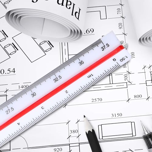 Architectural Scale Ruler 12 Inch Scale Ruler Engineering Engineer Scale Architect Drafting Ruler Architecture Triangular Ruler for Blueprints Drafting Tools for Architects Engineers Draftsman