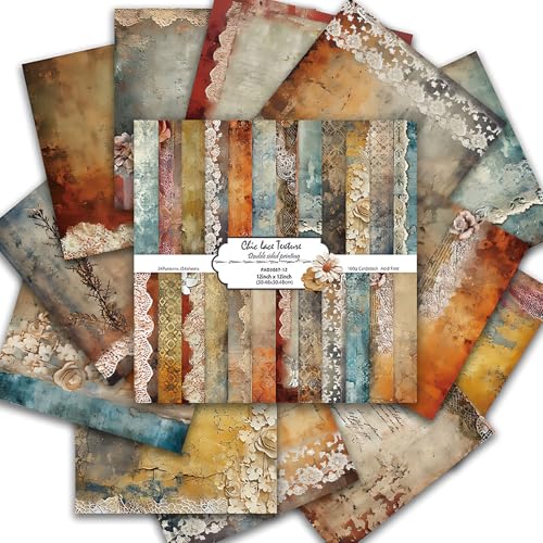 Scrapbook Paper 12x12 Inch, Double-Sided Decorative Craft Paper (Brown) | 24 Sheets/24 Designs Wooden-free Vintage Patterned Background Paper for DIY Card Making, Junk Journal,Collage Album Decor - color: Brown
