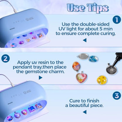 LET'S RESIN Cabochon Gems Resin Molds, 36-Cavity Jewelry Making Kit | Includes 16 Metal Pendant Trays, Silicone Molds for UV & Epoxy Resin, Pendants, Earrings, Necklaces, DIY Craft Supplies