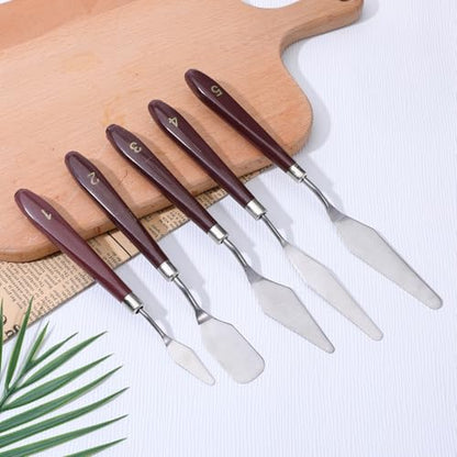 5 Pcs Cake Cream Spatula, Stainless Steel Cake Apatula Palette Knife Offset Spatula Baking Pastry Tool for Cakes Fondant Chocolate