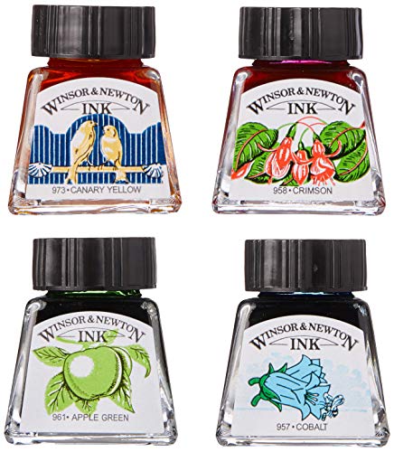 Winsor & Newton Drawing Ink Set, Set of 4, Vibrant Tones - style: Vibrant Tones