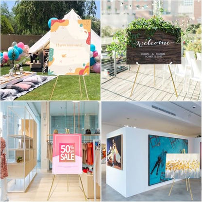 DANMO Easel Stand for Wedding Sign Poster 63'' Instant Display Floor Adjustable Metal Art Easel Gold - style: Gold