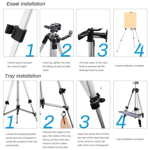 RRFTOK 21-61 Inch Adjustable Art Easel Stand for Painting with Tray - style: 61B 1-Pack