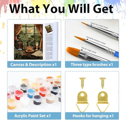 Night Paint by Numbers Kit for Adults, Paint by Number for Adults 16x20 in - color: Window