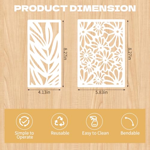 18 Pcs Mixed Stencils for Crafts Reusable Layering Templates Featuring Leaf Branches Floral & Foliage Texture Patterns Stencils for Painting on Wall Wood Paper Furniture and Canvas - style: Style 1