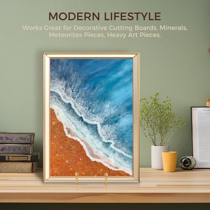 Large Plate Holder Display Stand - 12 inch Super Tall Big Plate Stands for Heavy Duty Display - Metal Picture Frame Stand - Tabletop Easel Stand for Decorative Platter | Plaque | Book - 2 Pack - Gold - size: 12 inch-2