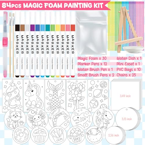 Cocostar Magic Foam Texture Painting Kit - 84pcs Arts and Crafts for Girls 4-6-8-10, Puffy Magic Paint Set, Kids Paint by Number, 3D Art Craft for Kids - Ideal Gifts for Girls 4 5 6 7 8 9 10