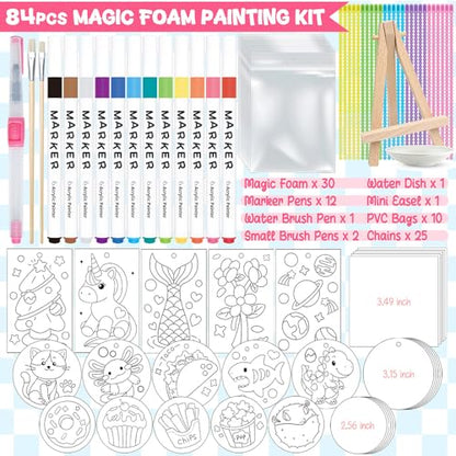 Cocostar Magic Foam Texture Painting Kit - 84pcs Arts and Crafts for Girls 4-6-8-10, Puffy Magic Paint Set, Kids Paint by Number, 3D Art Craft for Kids - Ideal Gifts for Girls 4 5 6 7 8 9 10