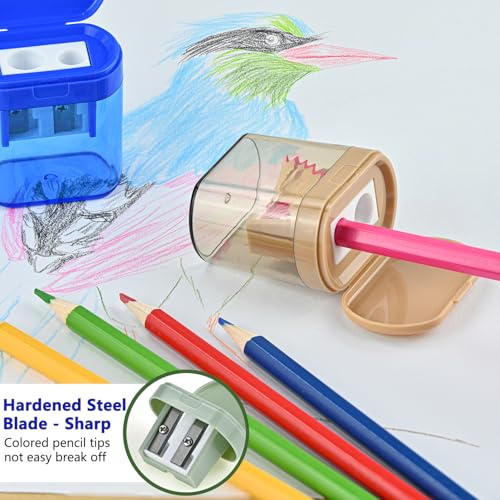 Colored Pencil Sharpener Bulk for Kids Manual Handheld Crayon Sharpeners - style: 24Pcs Sharpeners - C
