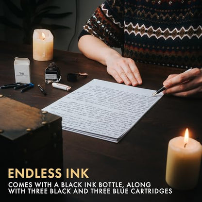 Wordsworth & Black Fountain Pen Gift Set, Medium & Extra Fine Nib, White Rose - color: White Rose Gold