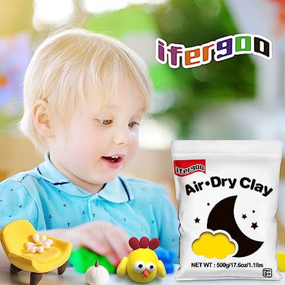 ifergoo 500g Yellow Air Dry Clay, 1.1LBS Foam Magic Modeling Clay for Kids | Refill Foam Magic Clay for School Art & Craft Project, Slime Supplies, Ultra-light & Soft, Gift for Age 3-12 Boys & Girls - color: Yellow/500g