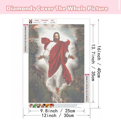 Ohhvvow Jesus Diamond Art Painting Kits for Adults, Full Drill Faith Diamond Dots Paintings for Beginners Round 5D Paint with Diamonds Pictures Gem Art Painting Kits DIY Crafts 12x16 Inch - color: Jesus B