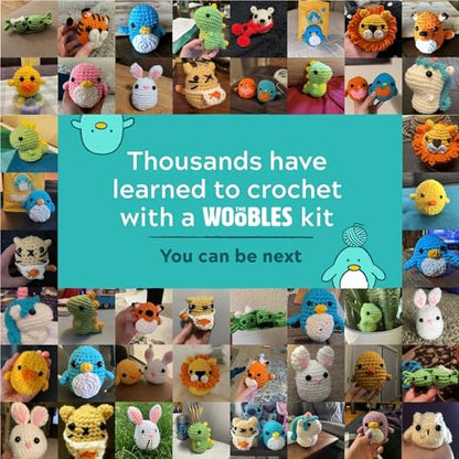 The Woobles Crochet Kit for Beginners - Pierre The Penguin | As seen on Shark Tank, Kit includes: Easy Peasy Yarn, pre-started piece, hook, safety eyes, stuffing, video tutorials, gift - color: Pierre The Penguin