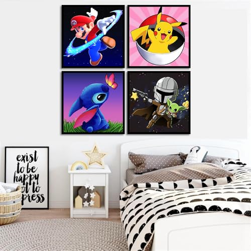 KOJEFCV 4 Pack Cartoon Paint by Number for Kids, Paint by Numbers for Kids - color: XYH008