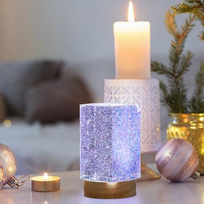 Honoson 3 Pieces Light Resin Silicone Mold Set, Includes 1 Resin Mold and 2 USB Powered Wooden Lighted Base Stands for DIY Table Candle Desktop Lamp Ornaments(2 x 3.5 Inches,Cuboid) - size: 2 x 3.5 Inches, style: Cuboid