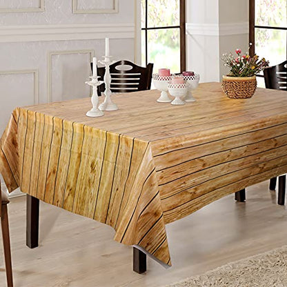 PHOGARY 3PCS Wood Grain Tablecover Wood Print Tablecloth, Rectangular Table Covers for Rustic Wedding Baby Shower Dcoration, Disposable Plastic Rectangular Table Cloth