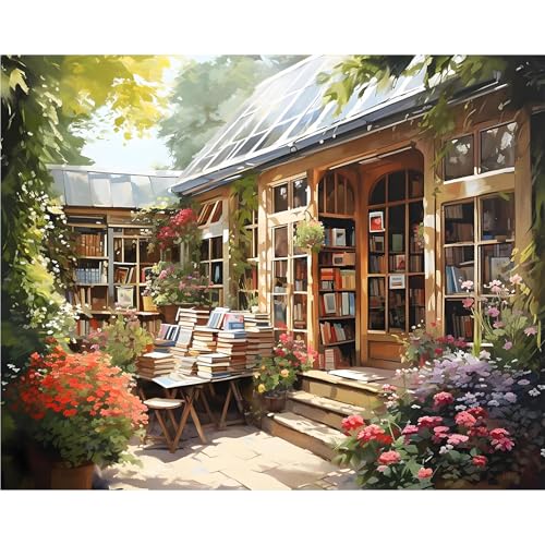 Paint by Numbers Kit for Adults, Bookstore DIY Painting Kit, 16x20 Inch - color: CYOP1P16