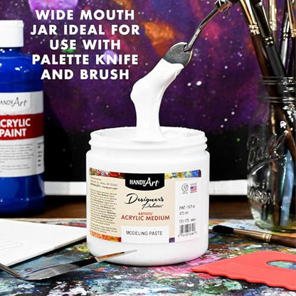 Handy Art Modeling Paste, 16 oz, Opaque White Finish, 3D Texture & Impasto - color: Modeling Paste, size: 16 Fl Oz