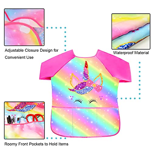 Sylfairy Art Smock For Kids Waterproof Artist Painting Smocks Toddler Painting Apron - color: Rainbow
