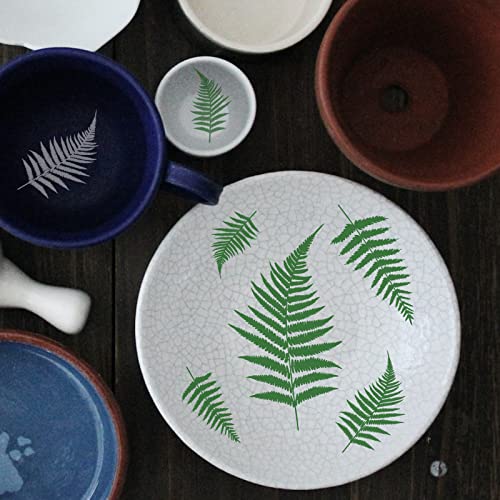 OLYCRAFT 2Pcs Self-Adhesive Silk Screen Printing Stencil Leaf Stencils Plant Mesh Transfer Stencil Reusable Silk Screen Stencils for Painting on Wood T-Shirt Fabric - 7.7x5.5 Inch - color: Fern Leaf