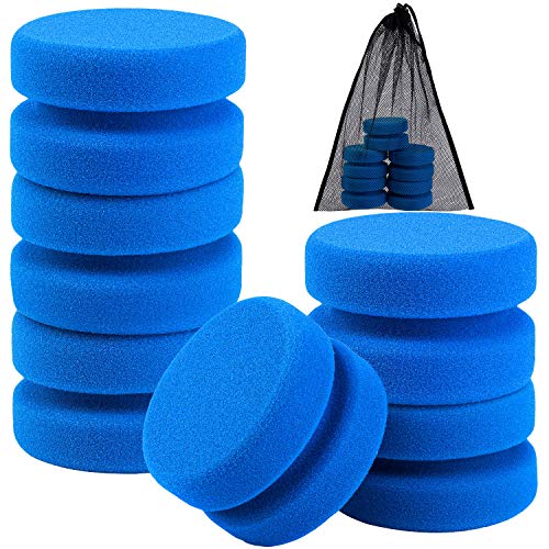 Aodaer 6 PCS Paint Sponge Applicator Blue Round Detail Painting Sponge for Car Waxing Wall Repairing Kitchen Cleaning Art Crafts Sponges with Mesh Bag 3.1 Inches