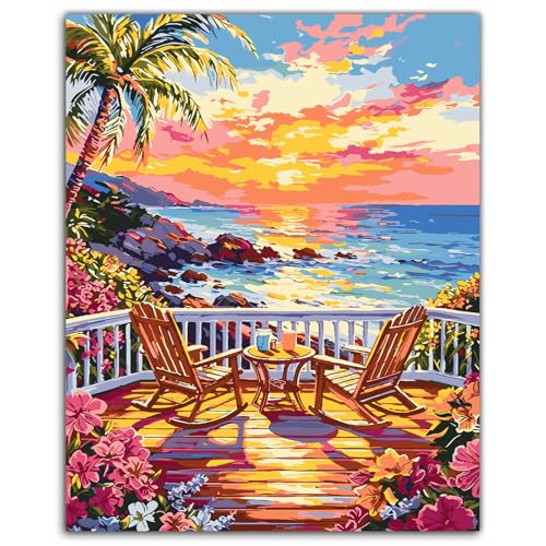 ZTOTZ Paint by Numbers Kit for Adults Sunset Landscape Art 16x20 Home Decor - color: B-006-landscape