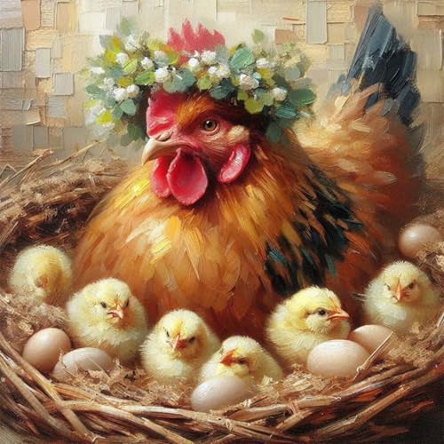 Acudotr Chicken Diamond Art Kits for Adults, DIY Home Decor, 12x12 Inch