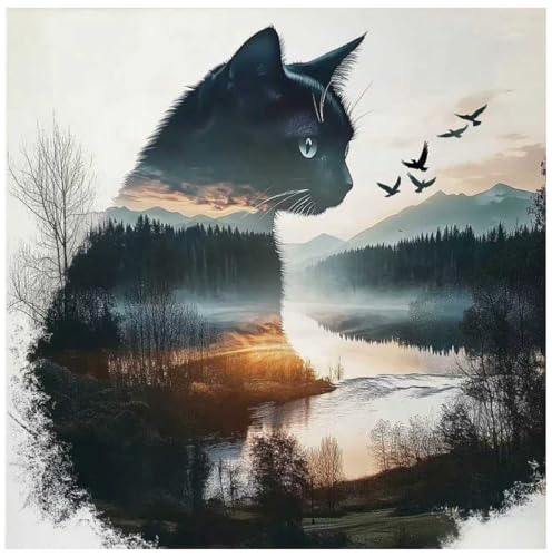 CRZMODE Cat Diamond Art Kits for Adults, Cat Diamond Painting Kits for Adults Beginners, 5D DIY Round Full Drill Gem Art Paint by Diamonds Dots Crafts Kits for Home Decor Gift 14x14 inch - color: Cat(14X14")