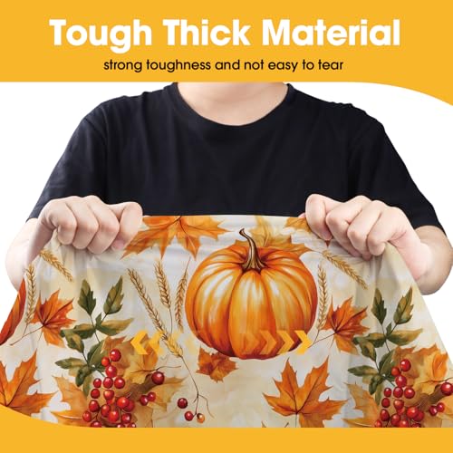 Niuara Fall Pumpkin Plastic Table Cloth Disposable, 4 Pack, 54 x 108 in | Rectangle, 6 ft Tables, Fall Thanksgiving Party, Holiday Gathering - color: Fall Pumpkin, size: 54" x 108" - 4 Packs