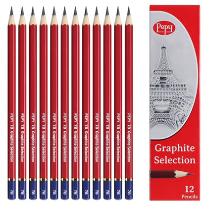 Pepy Graphite Professional Drawing Pencils - Set of 12 7B Pre-Sharpened Black Lead Pencils; Perfect for Drawing, Sketching and Shading, Graphic and Fine Art - style: Set of 12 - 7B