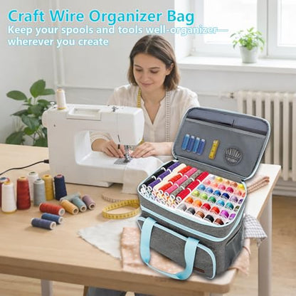 Crafts Storage Bag, Double-Layer Craft Organizer with Adjustable Dividers | Craft Supplies Organizer with Multiple Pockets for Beads, Jewelry & Sewing Tools, Portable Art Bag for Home, Classes & Travel