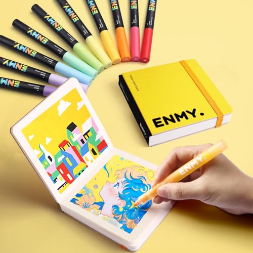 ENMY Acrylic Marker Sketch Pad, 3×3 inch Bleed-Proof Marker Paper,140lb/300gsm Heavyweight Sketchbook, 30 Sheets Drawing Pad Glue-Bound with Hard Backing for Artists, Students (8×8 cm) - size: S（3×3 inch）