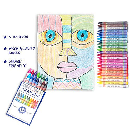 Color Swell Bulk Crayons, 10 Packs, 24 Colors Per Pack (240 Total) - size: 10 Pack | 240 Crayons