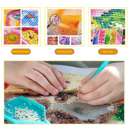 Diamond Art Kits for Adults,Heart FlowerDiamond Painting Kit 13.8X13.8inch | 5D DIY Full Round Drill Paint by Diamonds,Relaxing Diamond Dot Gem Art Painting Crafts,for Home Wall Beginners - color: KM1052-1