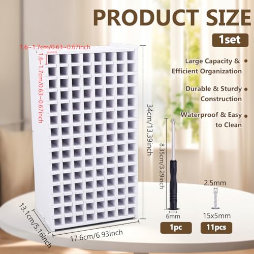 BENECREAT Wooden Art Marker Storage Rack, Pen Organizer with 120 Compartments, White Rectangle Desktop Organizer for Markers Pens Brushes Art Supplies, 13.39x5.16inch - size: 13.39x5.16inch