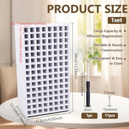 BENECREAT Wooden Art Marker Storage Rack, Pen Organizer with 120 Compartments, White Rectangle Desktop Organizer for Markers Pens Brushes Art Supplies, 13.39x5.16inch - size: 13.39x5.16inch
