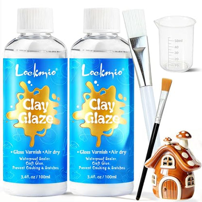 Air Dry Clay Glaze, 6.8 OZ/200ml High Gloss Varnish, Protective Sealant to Prevent Cracking & Scratching While Providing a Gloss Glaze Effect - for Ceramics, Wood, Acrylic Painting and Crafts (Gloss)