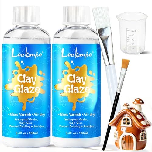 Air Dry Clay Glaze, 6.8 OZ/200ml High Gloss Varnish, Protective Sealant to Prevent Cracking & Scratching While Providing a Gloss Glaze Effect - for Ceramics, Wood, Acrylic Painting and Crafts (Gloss)