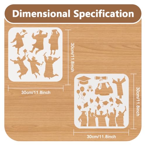 2Pcs Graduates Celebration Stencil for Painting 11.8" x 11.8" - style: Graduation