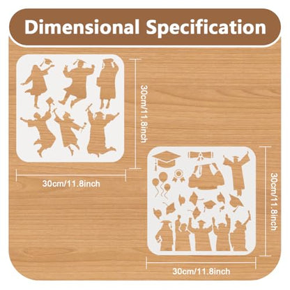 2Pcs Graduates Celebration Stencil for Painting 11.8" x 11.8" - style: Graduation