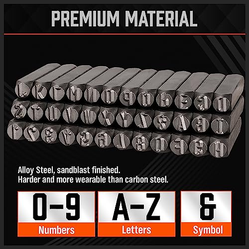 HORUSDY 36-Piece Number and Letter Stamp Set 5/16 (8mm) (A-Z) Punch Perfect for Imprinting Metal Stamping kit, Plastic, Wood, Leather - color: (5/16”) 8mm